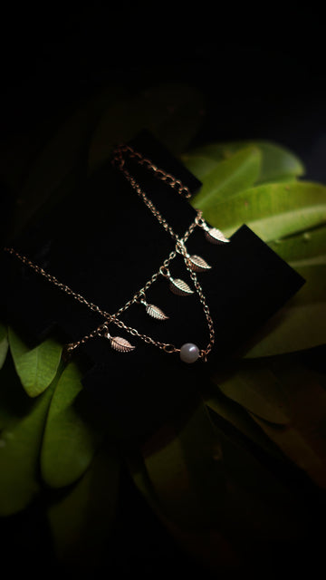 Senflora Pearl And Leaf Anklet